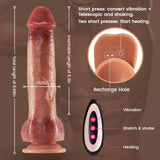 16cm/6.3 Inch-Leno 9 Vibrating, 3 Thrusting & Swinging Dildo Penis - CosWo Adult Products